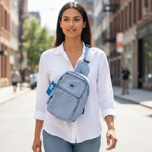 ADIDAS Utility Sling Bag Crossbody Purse Ash Blue Travel Athleisure Belt Street